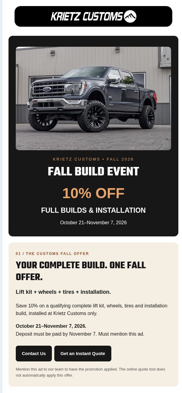 Fall Build email preview